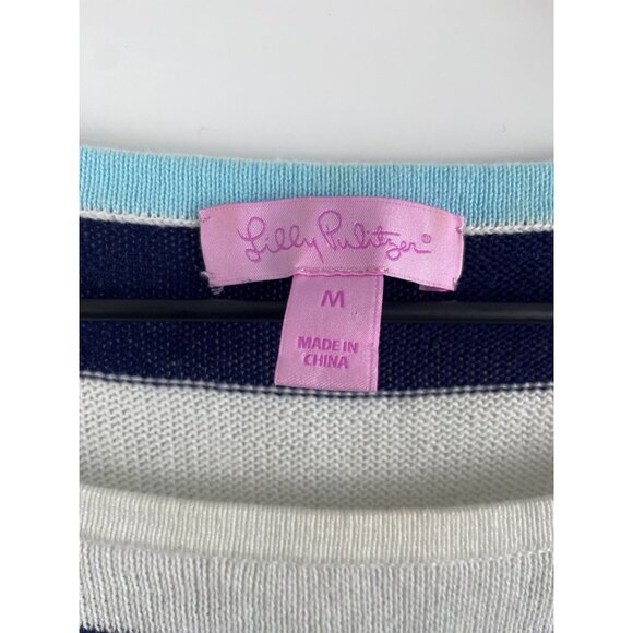 Lilly Pulitzer Women's Medium Cotton Breton Stripe Knit Beachy Nautical Sweater - Picture 13 of 13